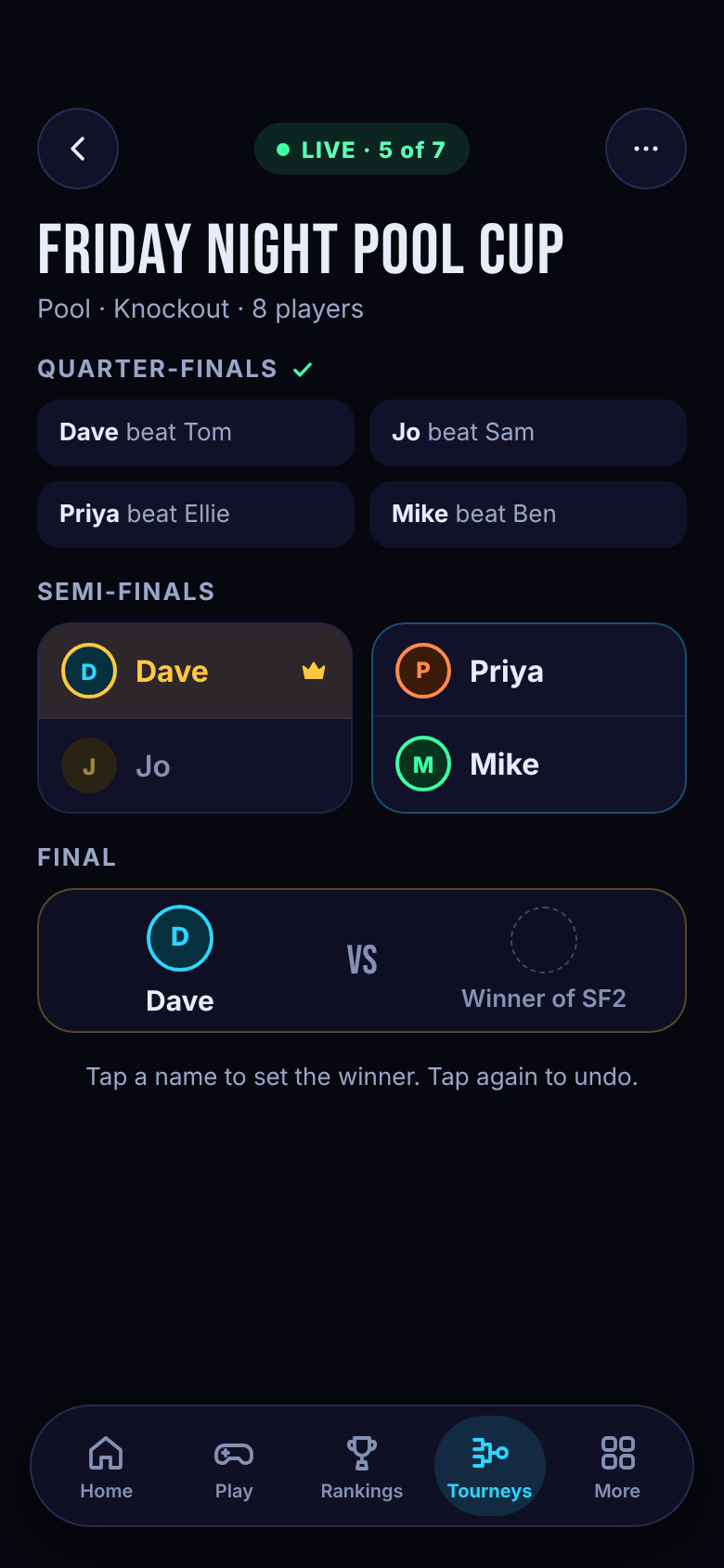 Knockout bracket